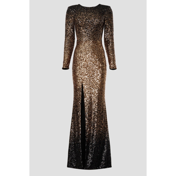 Dress The Population Dresses & Skirts - Dress The Population Gown Size S Gold & Black Sequin